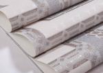 Waterproof White Gray Contemporary Wallpaper With Creamy White Plaid Pattern