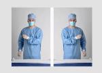 Disposable Anti Static Blue Isolation Gowns Hospital Gowns Knitted Cuff / Cotton
