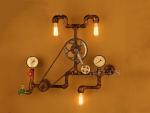 Vintage retro loft industrial wind light personality water pipe gear wall lamp