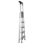 Silver Foldable Aluminum Ladder Anti Slip Wide Top 5 Steps EN131 GS Certificated