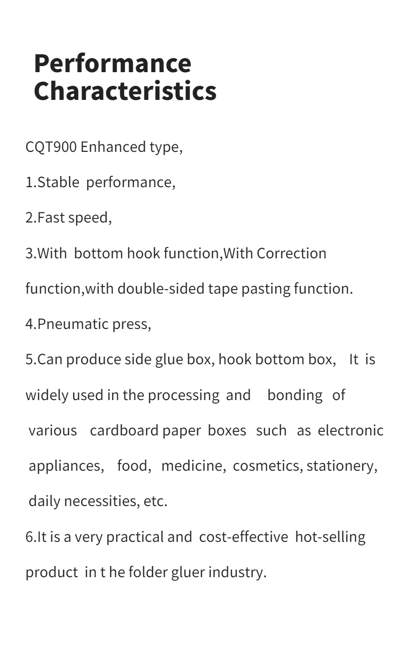 CQT-900 Automatic Adhesive Head High Speed Folder Gluer for Box Folding and Gluing
