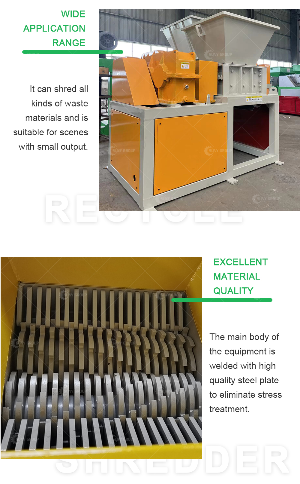 Online Support Industry Cardboard Used Paper Small Double Shaft Shredder 1200*600*1000mm