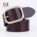 Brass Buckle Genuine Leather Belt Black And Red Brown Color Luxury