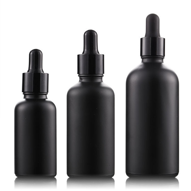 Empty Essential Oil Bottles Glass Dropper Bottle Black Aluminium Dropper