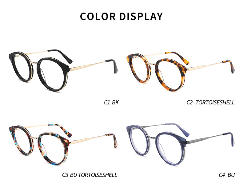 Retro Round Acetate And Metal Eyeglasses OEM Customize LOGO
