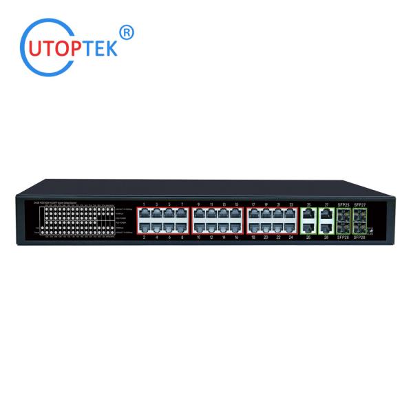 19inch 1U RACK Unmanaged 24x10/100/1000M POE+4UTP+4SFP IEEE802.3af/at 30W POE