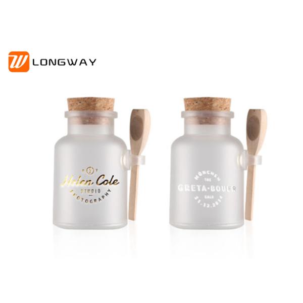 Frosted Plastic Cosmetic Jars ABS Bath Salt Bottles With Wooden Spoon / Plug