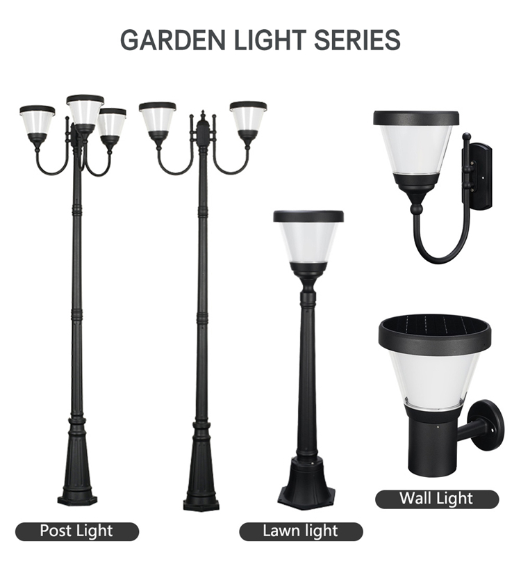 Optically Controlled LED Garden Solar Light Dustproof Aluminum PC Material with Mono cell solar panel