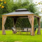 10x10 10x12 Aluminum Frame Pergola Outdoor Hardtop Gazebo Anti Mosquito