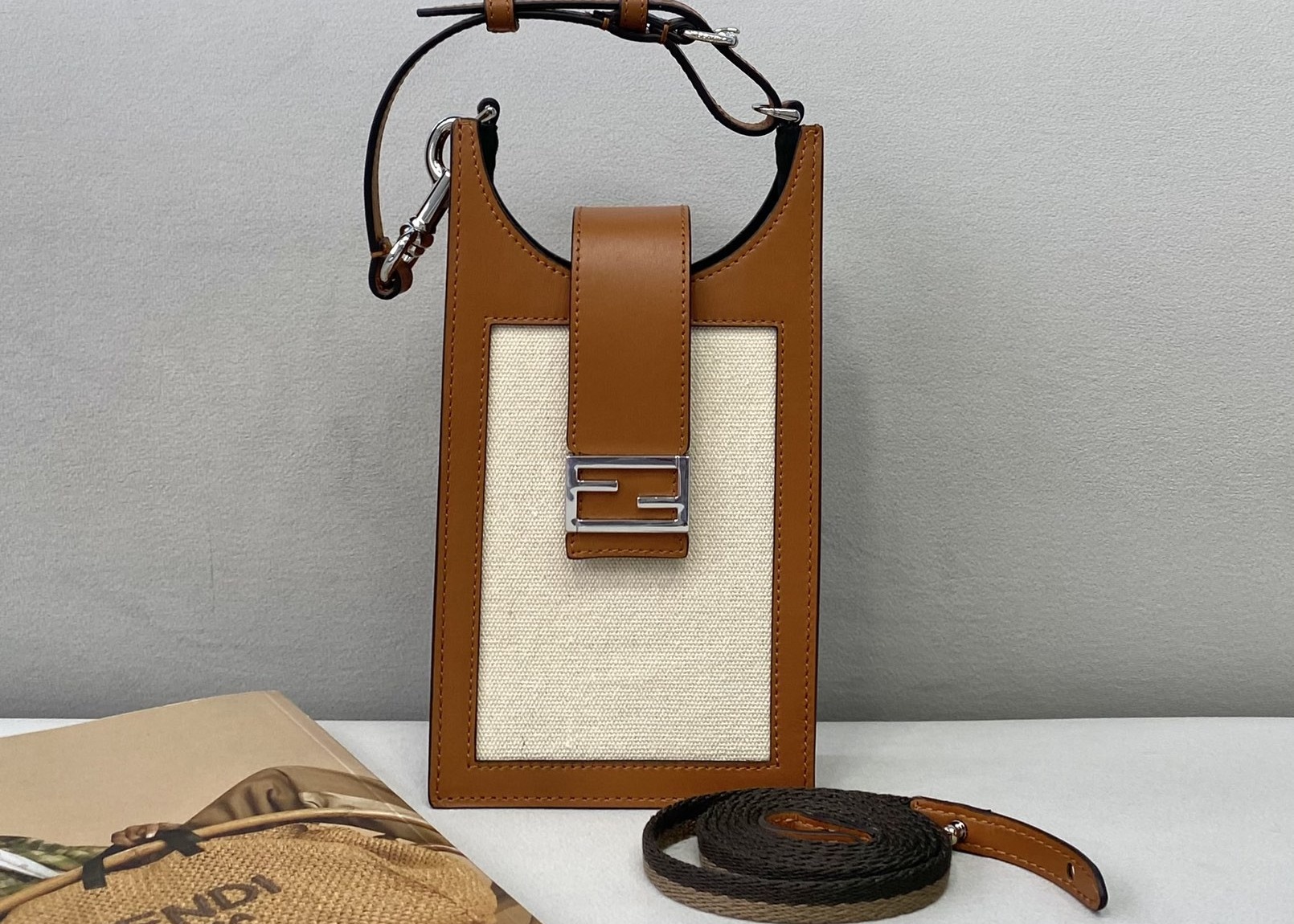 Delicate Small Mobile Phone bag Cotton And Linen Materials And Imported Cow Leather Lovely cross-body bag