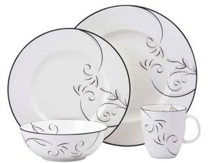 Wholesale Black Rim Round Porcelain Dinnerware Sets 16pcs With Decal Printing from china suppliers
