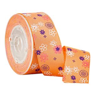 Wholesale Gifts Boxes Packaging Orange Floral Printed Grosgrain Ribbon from china suppliers