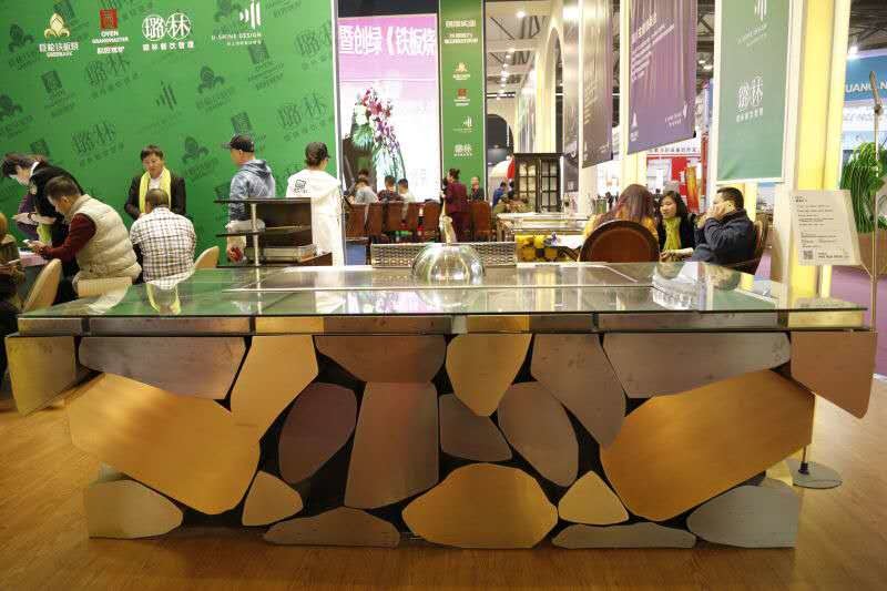 Customized Teppanyaki Grill Double Burners /Japanese Restaurant Grill Table