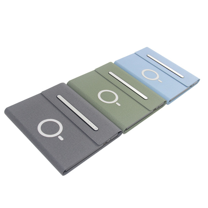Custom Logo Wireless Power Bank Notebook Leather Hardcover Journal