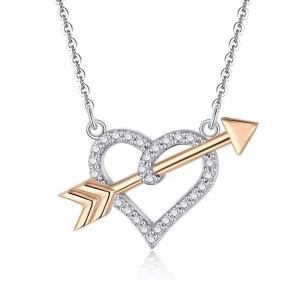 Wholesale YASVITTI OEM ODM 925 Sterling Silver Cupid Necklace Rose Gold Plated Heart Arrows Necklace For Lover Gift from china suppliers