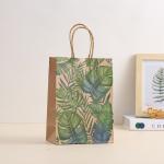 Gravnre Printing Green Plant Paper Bag for Food Snacks Packaging Mori Party Gift