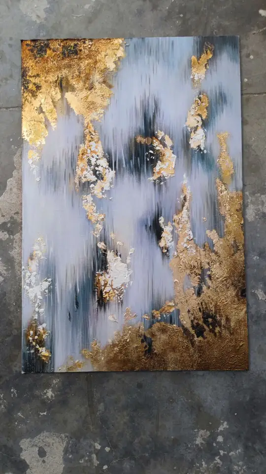 Customized Size Accepted Gold Abstract Foil Hand Painted Abstract Oil Painting on Canvas for Home Decor Wall Art