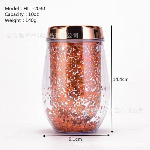 Amazon U-shaped 12oz Wine Glass Egg Cup Double-layer Portable Plastic Cup Outdoor Drink Water Cup