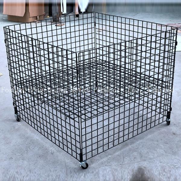 Shopping mall portable metal cage trolley simple modern design with wheel cage