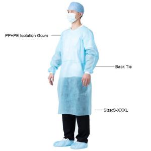 Wholesale PP PE EN13795 Medical Isolation Gown AAMI PB70 Level 20gsm-65gsm from china suppliers