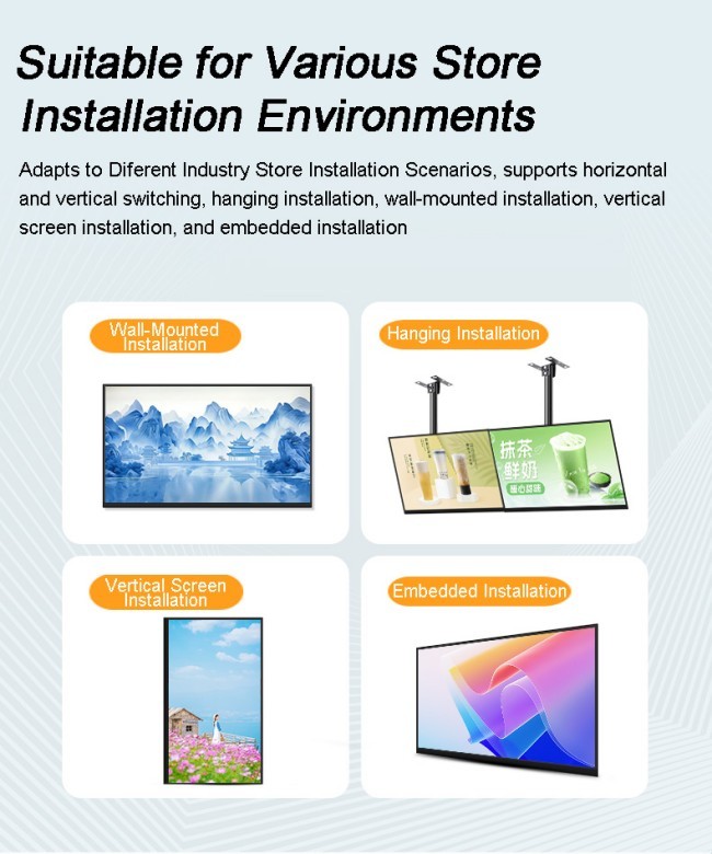 55 Inch Indoor Wall Mounted Window Video Advertising Display Board Digital Advertising Screen