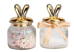 Wholesale Nordic Ceramic Plated Empty Glass Jars Christmas Decoration Box Round Shape from china suppliers