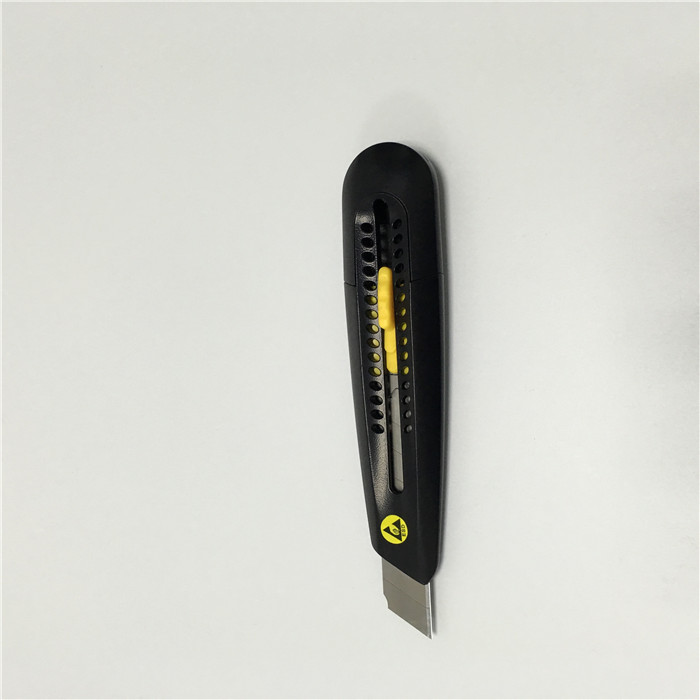 Stainless Steel ESD Office Supplies Safe Knife Black Conductive ABS Handle Retractable Blade