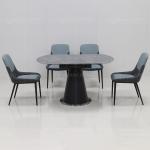 Black Round 100kg Metal Leg Furniture Sintered Stone Extension Dining Table