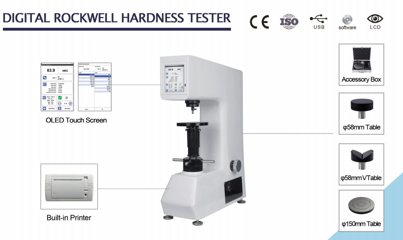 Digital Touch Screen Hardness Rockwell Tester With Menu Structure
