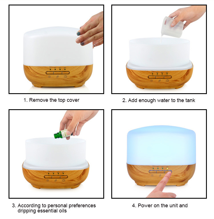 500ml Ultrasonic Cool Mist Humidifier with 7 Colors Changing Light,2 Mist Modes,4 Timers,for Home