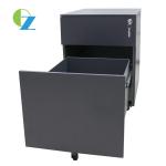 H490MM 5 Anti Tilt Wheels 2 Drawers Cabinet Black Metal Movable Low Pedestal