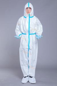 Wholesale 65GSM Disposable Isolation Coverall With Blue Taping from china suppliers