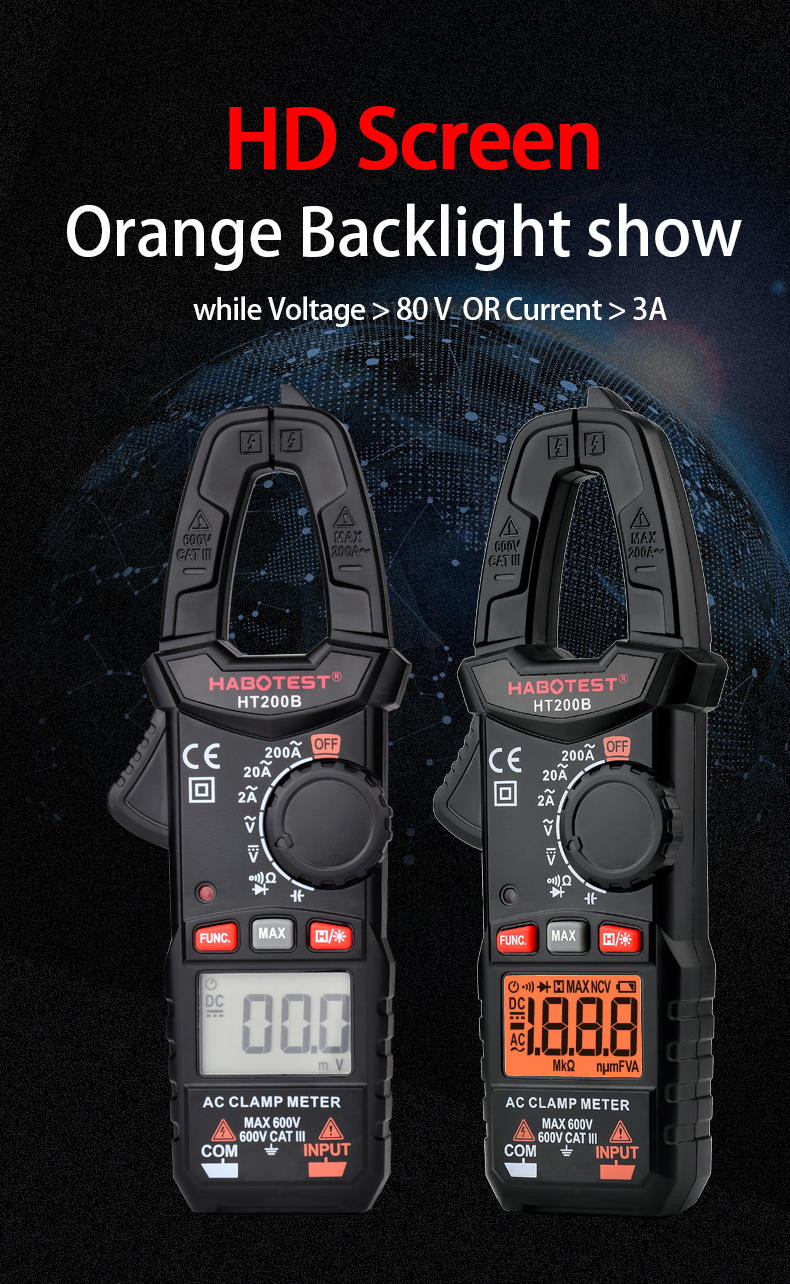 2000 Counts Auto Range 200A 2000uF Digital Clamp Meters