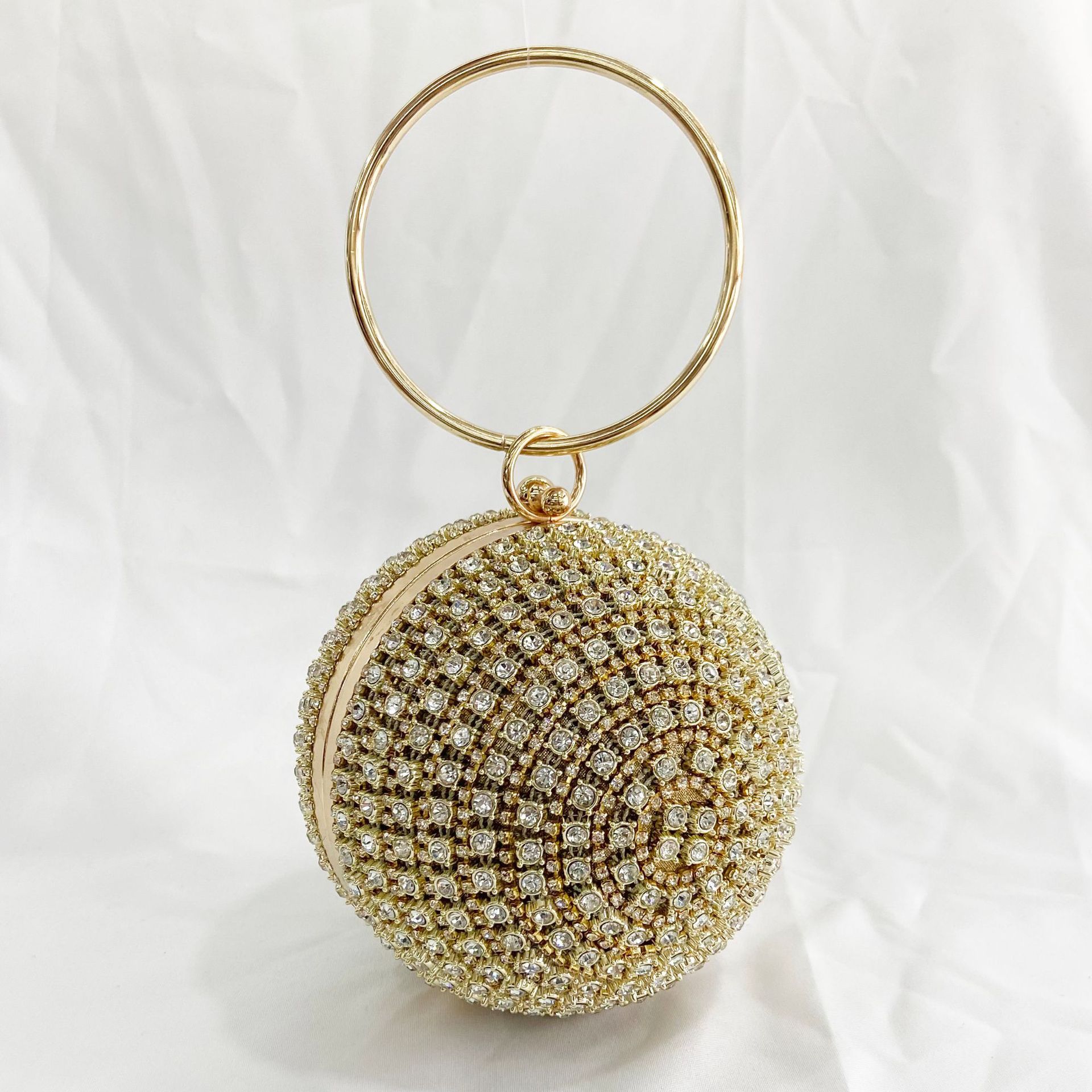 Girls Wedding Evening Purse Round Ball Ladies Shoulder Crossbody Handbags with Metal