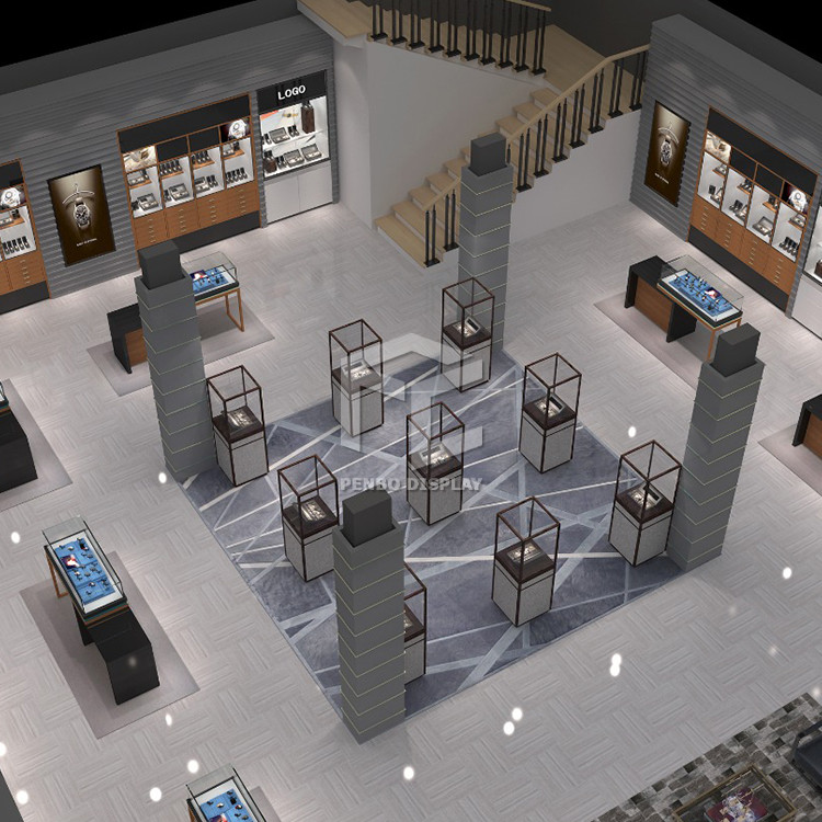 Glass Steel Watch Display Showcase Shops Display Furniture