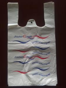 Wholesale ECO-Friendly Plastic T Shirt Shopping Bags , White Colour With Printing , HDPE material from china suppliers
