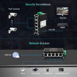 Mini Industrial 4-Port 10/100/1000BASE-T 802.3at PoE + 1-Port 10/100/1000T