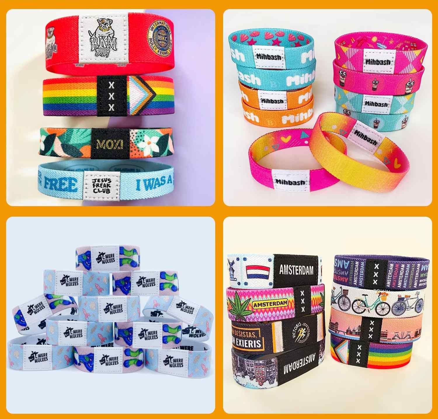 Elastic Polyester Reusable RFID Bracelet Wristband Customized Fabric NFC Sports Wristband
