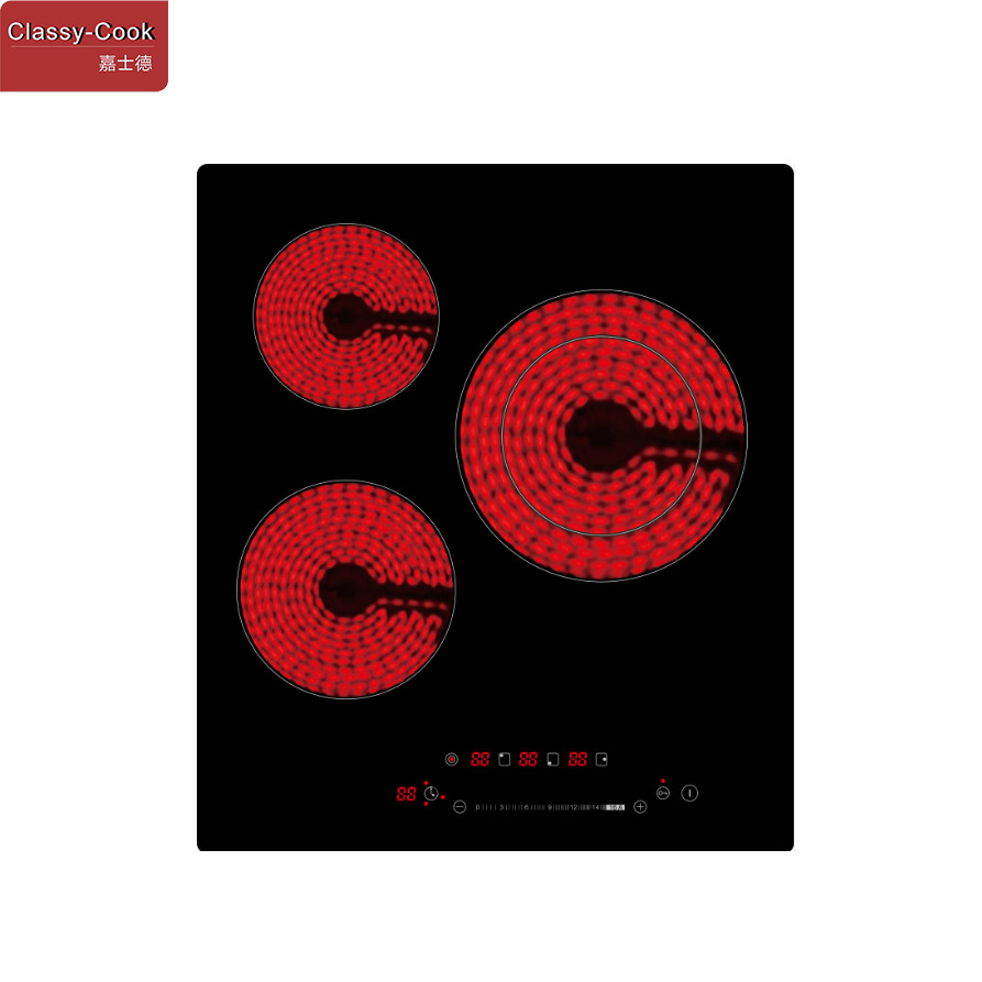 CE EMC CB Approval 1 2 3 4 Burner Electric Ceramic Hob With 3 Rings Cooking Zone