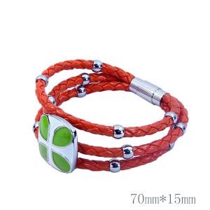 Wholesale Europ American Fashion Trendy Stainless Steel Geniune PU Leather Bracelet Bangle LBL201 from china suppliers