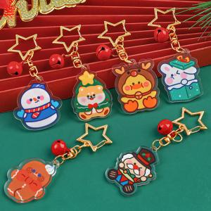 Wholesale Christmas Snowman Printed Acrylic Keychain Key Ring for Festive Decoration from china suppliers