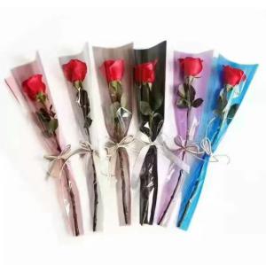 Wholesale Transparent Opp Single Rose Bouquets Flower Sleeve Packaging Gravure Printing from china suppliers