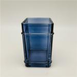 Vintage Ocean Blue Glass Bathroom Accessories Square Shape With Metal Parts