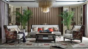 Wholesale French Neoclassical High-grade Fabric Sofa Sset Villa Luxury Villa Living Room Furniture 1+2+3 Hotel furniture factory from china suppliers