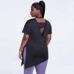 XS-XXXXXL Women'S Plus Size Yoga Wear Side Slit Black Sexy Back T Shirts