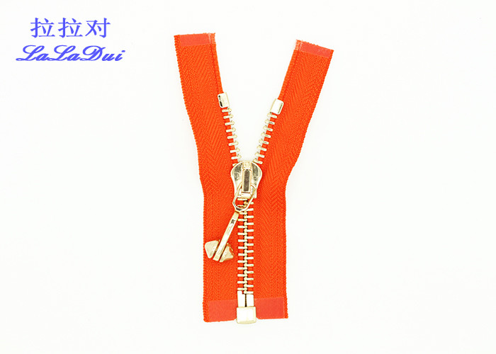 Decorative 10 Inch Open End Metal Jacket Zippers Golden Teeth For Pocket