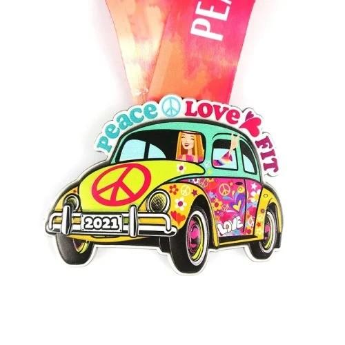 Large Size Multi color Filled Zinc Alloy Metal Award Medal UV Printing Global