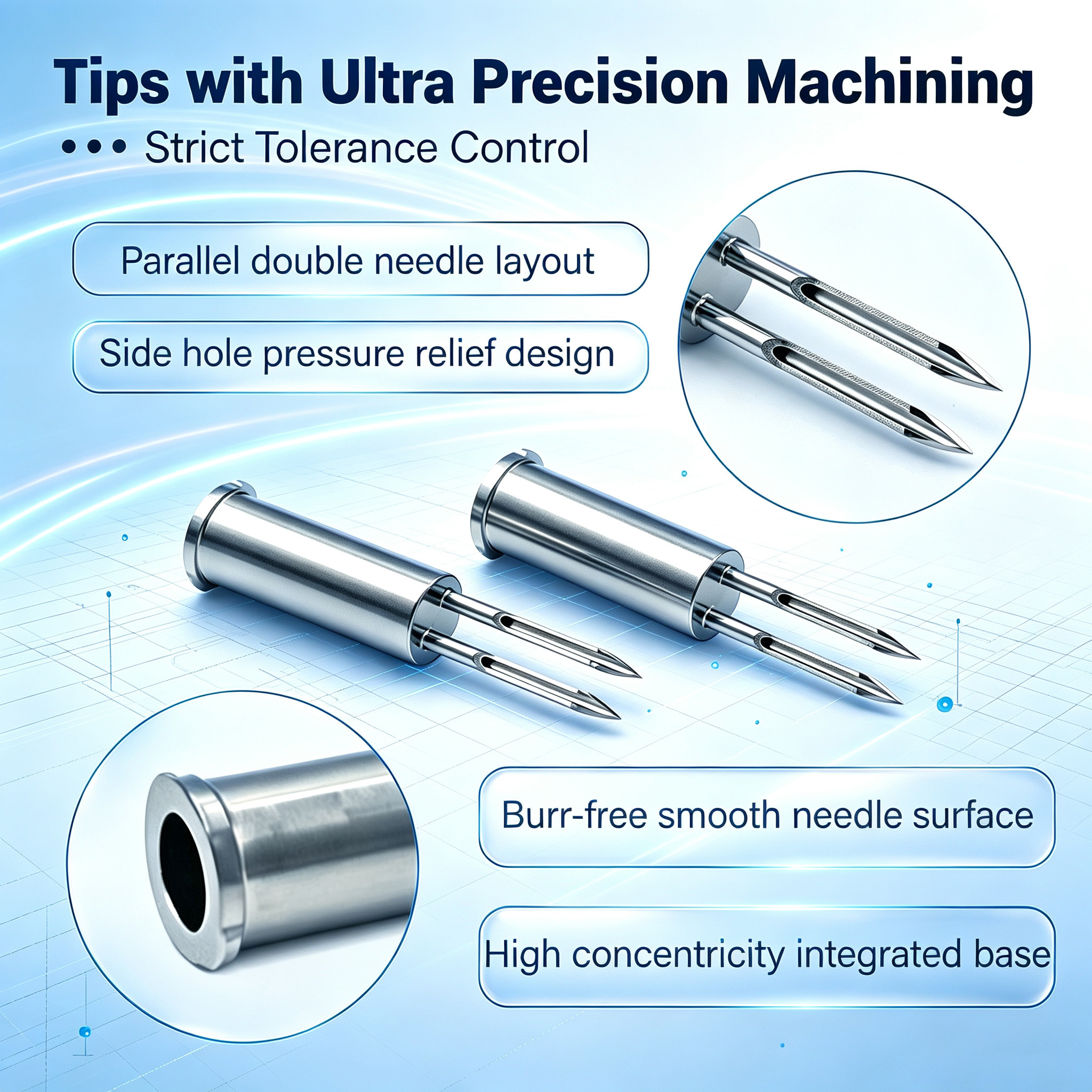 Customized Double Slotted Needle With Metal Base