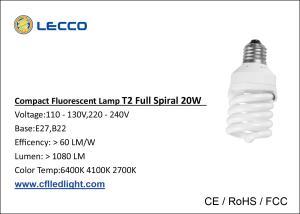 Wholesale T2 20W Fluorescent Compact Light Bulbs E27 With PBT Materials 6400K Daylight from china suppliers