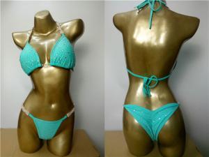 Wholesale Green NPC Bikini Competition Suits , Wolrd Miss Bikini Pageant Swimwear Breathable High Elasticity Fabric from china suppliers
